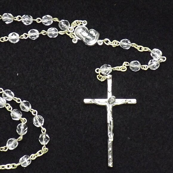 VTG - Rosary Silver toned  and Iridescent crystal beads - Picture 2 of 4